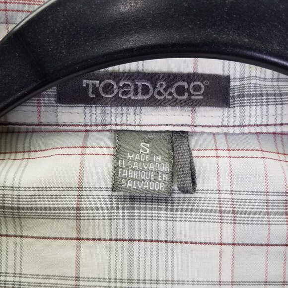 Toad & Co Surveyor Shirt Men's S Grey Plaid Button Up Camp Sleeve Outdoor Hike - Picture 3 of 16